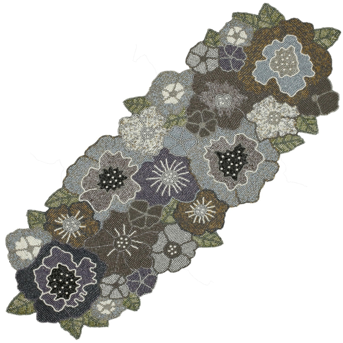 ALPHA Living HOME Floral Beaded Table Runner – Handmade Glass Bead Décor