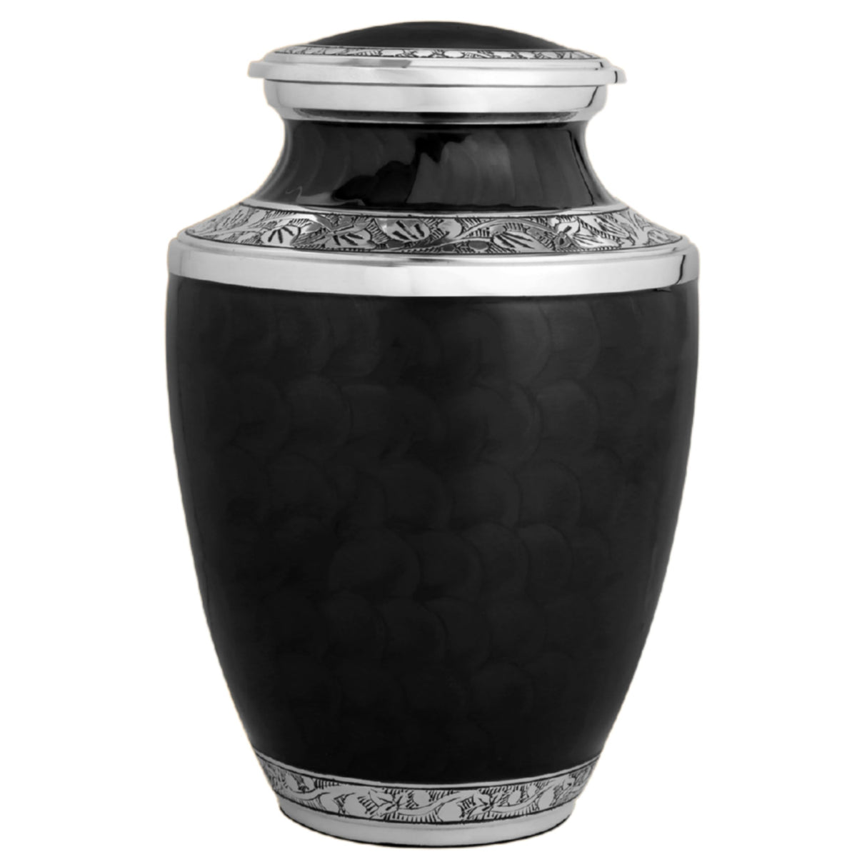 Alpha Living Home Urns for Human Ashes Adult Female and Male 200+ Cubic Inches, Decorative Burial Urn, Funeral Cremation Urns for Women and Men, Handcrafted Urn for Ashes Adult 10" Black Silver