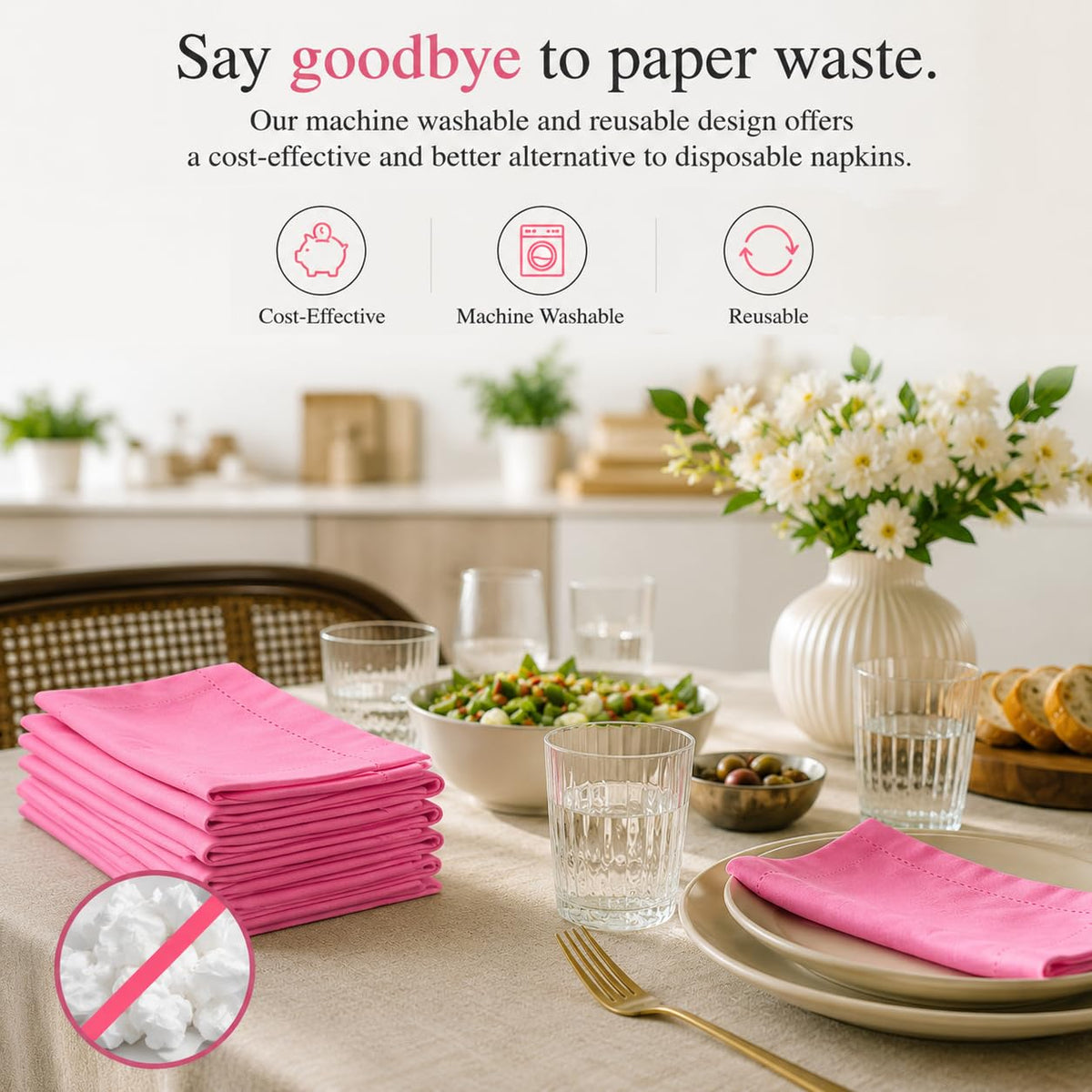 Alpha Living Home Cotton Cloth Napkins, Sherbet, 18x18 in, Set of 12
