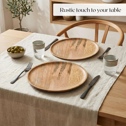 Alpha Living Home Mango Wood Charger Plates, 12 in, 2-Pack