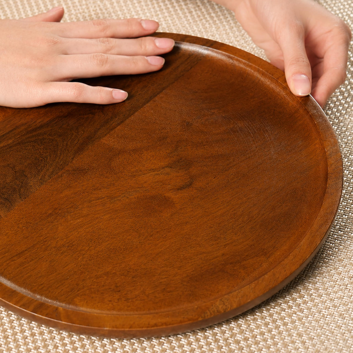Wooden Charger Plates 11 in, Set of 4, Walnut