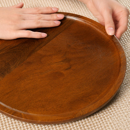Wooden Charger Plates 11 in, Set of 4, Walnut