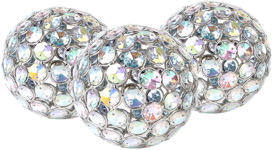 Alpha Living Home Silver Decorative Balls Set of 3, 4 Inch Handcrafted Orbs