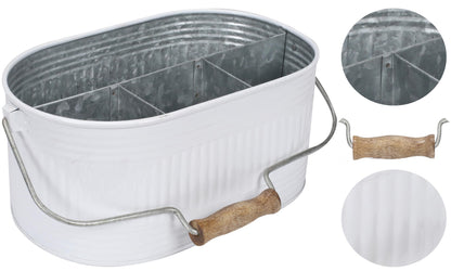 Alpha Living Home White Silverware Organizer, Farmhouse Cutlery Holder Tray