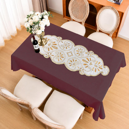 Beaded Runner 36 inch - 13x36 Inch Handmade Glass Bead & Polyester Décor Elegant Dining & Coffee Table Accent -Perfect for Weddings Holidays Farmhouse & Home (Gold Silver) - ALPHA Living HOME
