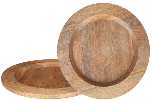 Alpha Living Home Wooden Charger Plates 13 Inch Round, Set of 2 - Brown