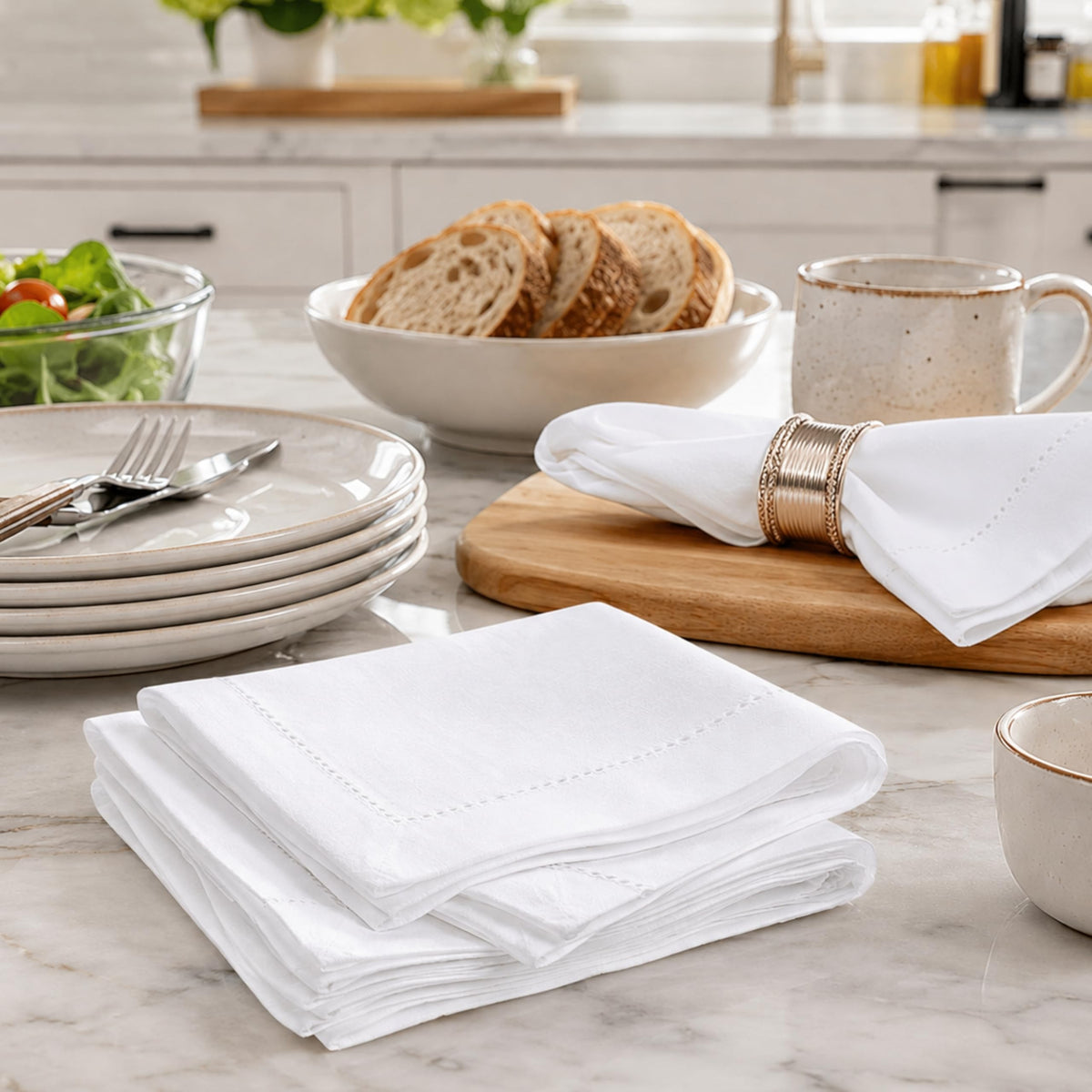 Alpha Living Home White Cloth Napkins, 20x20 in, 12-Pack