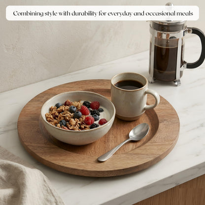 Alpha Living Home Wood Charger Plates, 13 in Round, 2-Pack