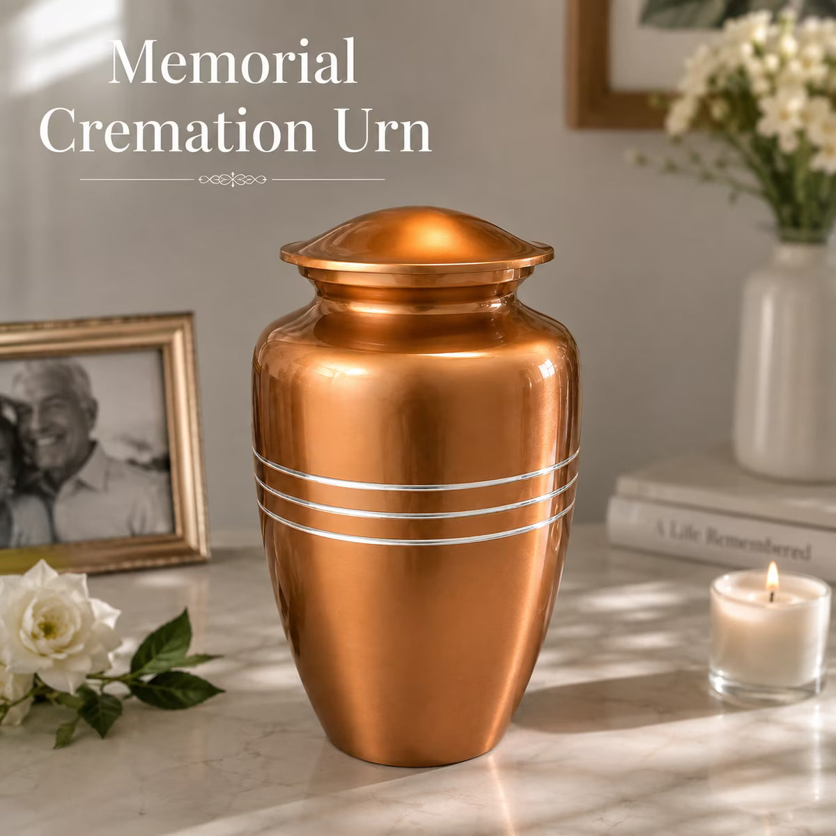 Memorials Cremation Urns for Human Ashes Cremation Urn Funeral Urns for Adult Female & Male Decorative Burial Urn Holds Large up to 220 lbs (Gold Silver) - ALPHA Living HOME
