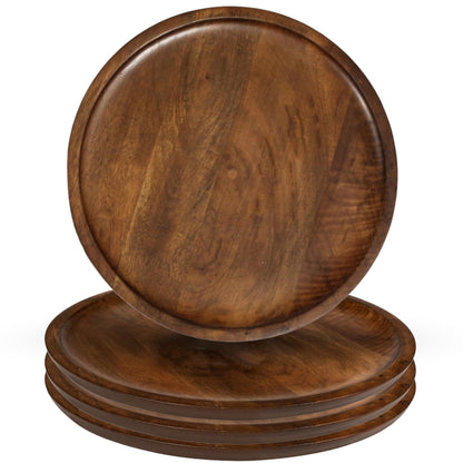 Wooden Charger Plates 11 in, Set of 4, Walnut