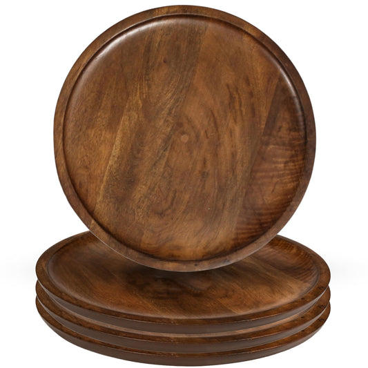 Wooden Charger Plates 11 in, Set of 4, Walnut