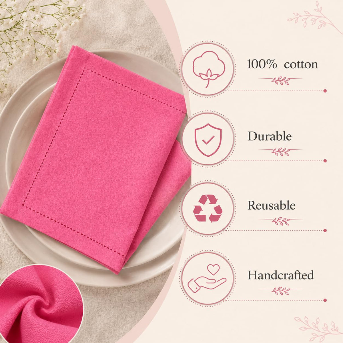 Alpha Living Home Cotton Cloth Napkins, Sherbet, 18x18 in, Set of 12
