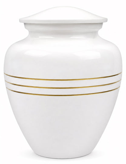 Memorials Cremation Urns for Human Ashes Cremation Urn Funeral Urns for Adult Female & Male Decorative Burial Urn Holds Large up to 220 lbs (White Gold) - ALPHA Living HOME