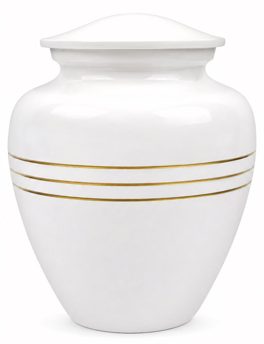 Memorials Cremation Urns for Human Ashes Cremation Urn Funeral Urns for Adult Female & Male Decorative Burial Urn Holds Large up to 220 lbs (White Gold) - ALPHA Living HOME