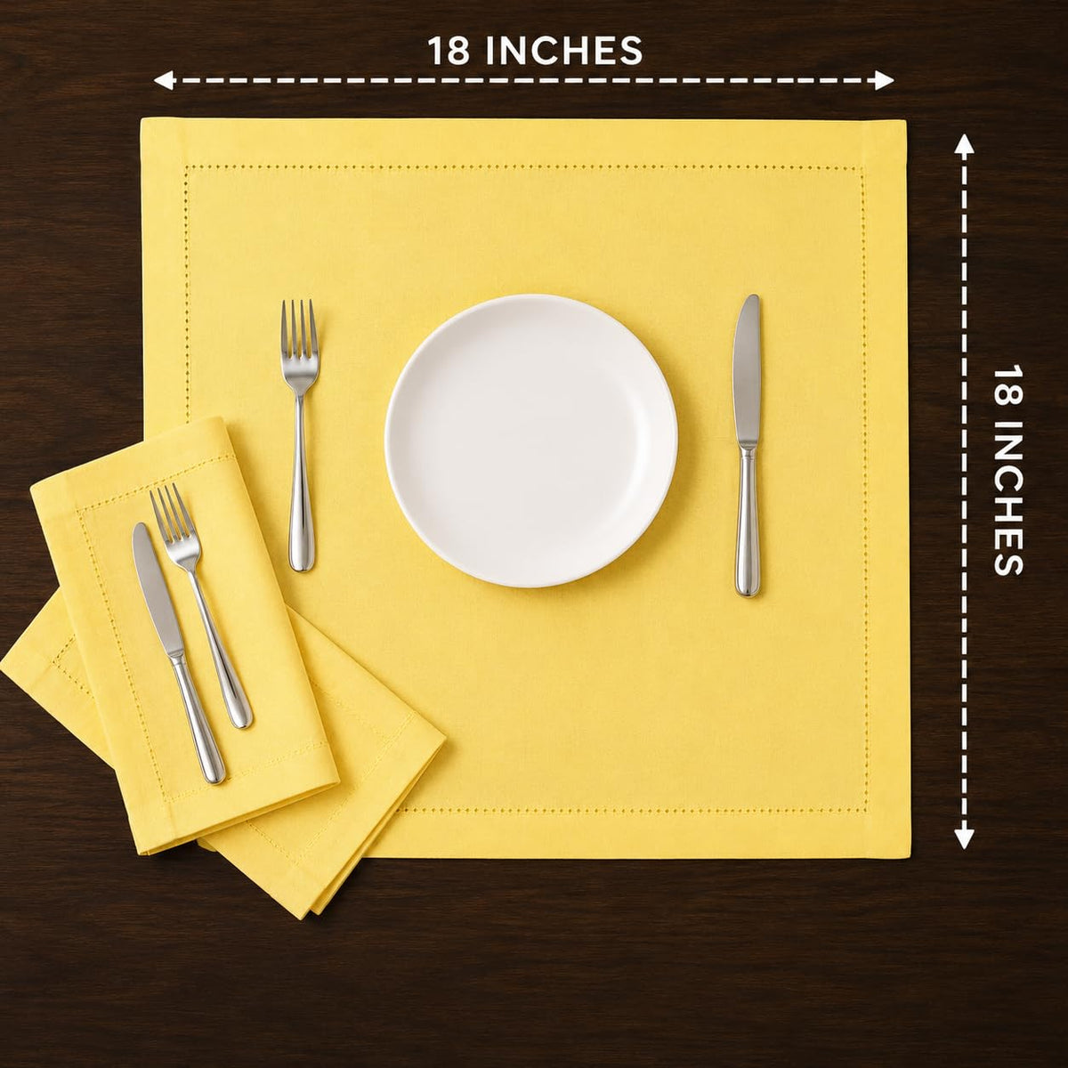 Alpha Living Home Cotton Cloth Napkins, 18x18 in, Yellow, 12-Pack