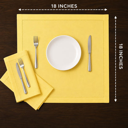 Alpha Living Home Cotton Cloth Napkins, 18x18 in, Yellow, 12-Pack