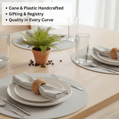 Alpha Living Home Rattan Woven Napkin Rings, Brown, Set of 6