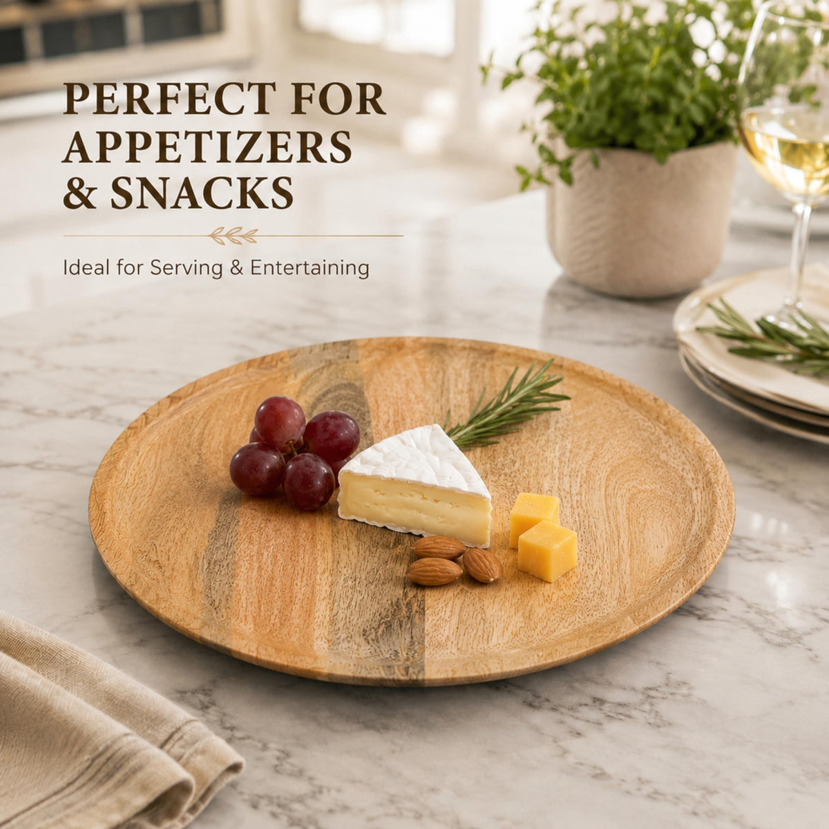 Alpha Living Home Natural Wood Charger Plates, Set of 4