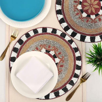Alpha Living Home 13-Inch Round Beaded Placemat, Set of 1