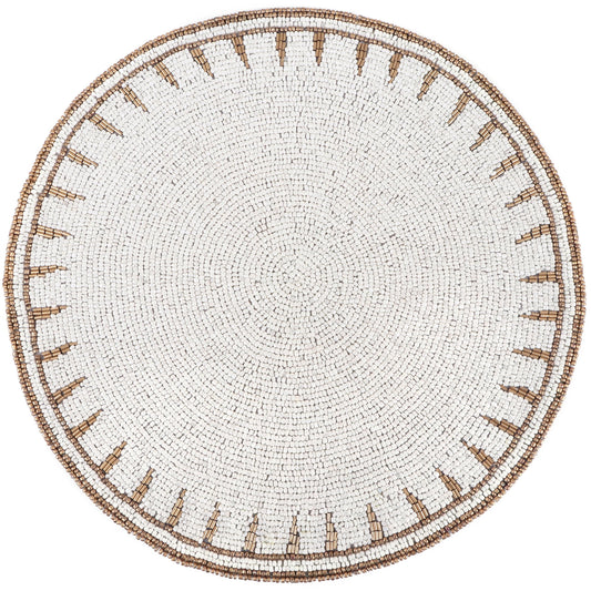 Beaded Placemat, White Gold, Set of 1
