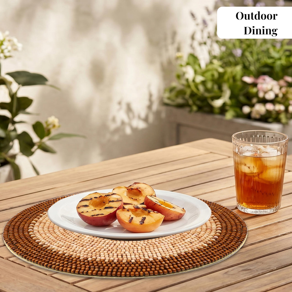 Alpha Living Round Woven Placemats, Dark Brown Light Brown, Set of 2