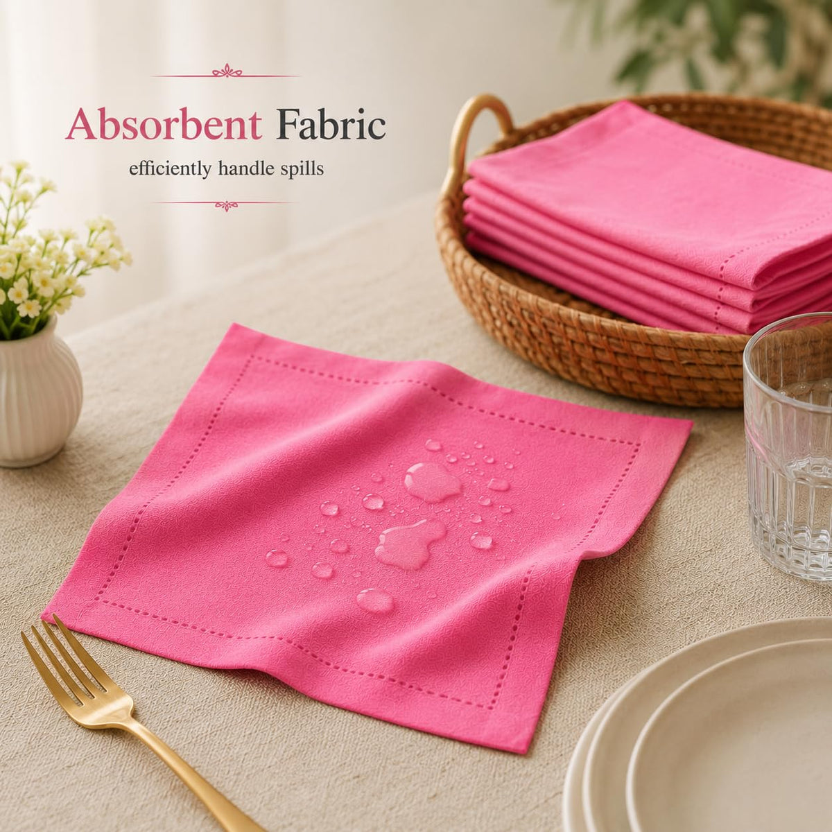 Alpha Living Home Cotton Cloth Napkins, Sherbet, 18x18 in, Set of 12