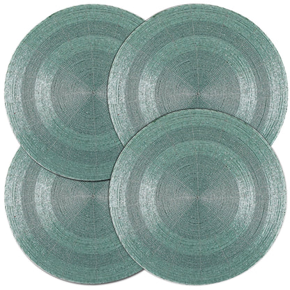 ALPHA LIVING HOME 13-Inch Round Beaded Placemats, Aqua, Set of 4