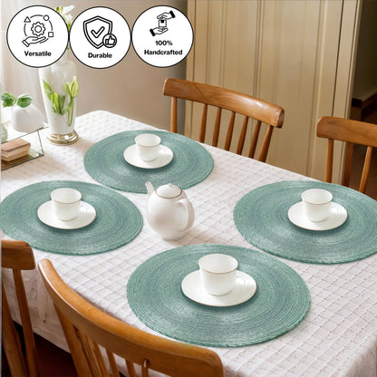 ALPHA LIVING HOME 13-Inch Round Beaded Placemats, Aqua, Set of 4