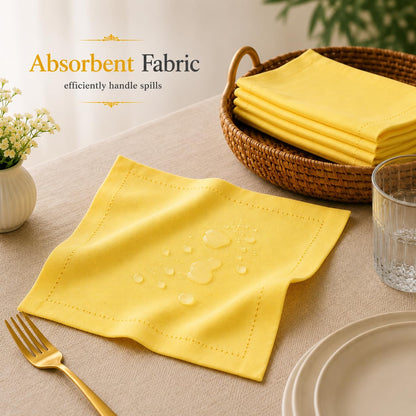 Alpha Living Home Cotton Cloth Napkins, 18x18 in, Yellow, 12-Pack