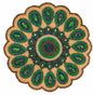 ALPHA Living HOME 13 Inch Round Beaded Placemat, Green Gold Table Decor Mat Set of 1