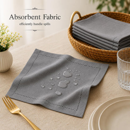Alpha Living Home Grey Cotton Cloth Napkins, Set of 12