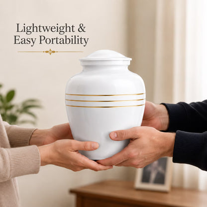 Memorials Cremation Urns for Human Ashes Cremation Urn Funeral Urns for Adult Female & Male Decorative Burial Urn Holds Large up to 220 lbs (White Gold) - ALPHA Living HOME
