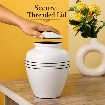 Memorials Cremation Urns for Human Ashes Cremation Urn Funeral Urns for Adult Female & Male Decorative Burial Urn Holds Large up to 220 lbs (White Black) - ALPHA Living HOME