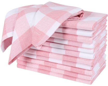 Alpha Living Home Cotton Cloth Napkins, Pink/White, Set of 12