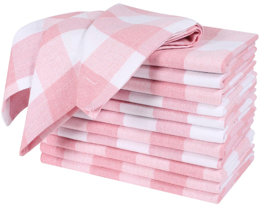 Alpha Living Home Cotton Cloth Napkins, Pink/White, Set of 12