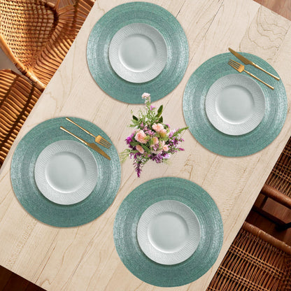 ALPHA LIVING HOME 13-Inch Round Beaded Placemats, Aqua, Set of 4