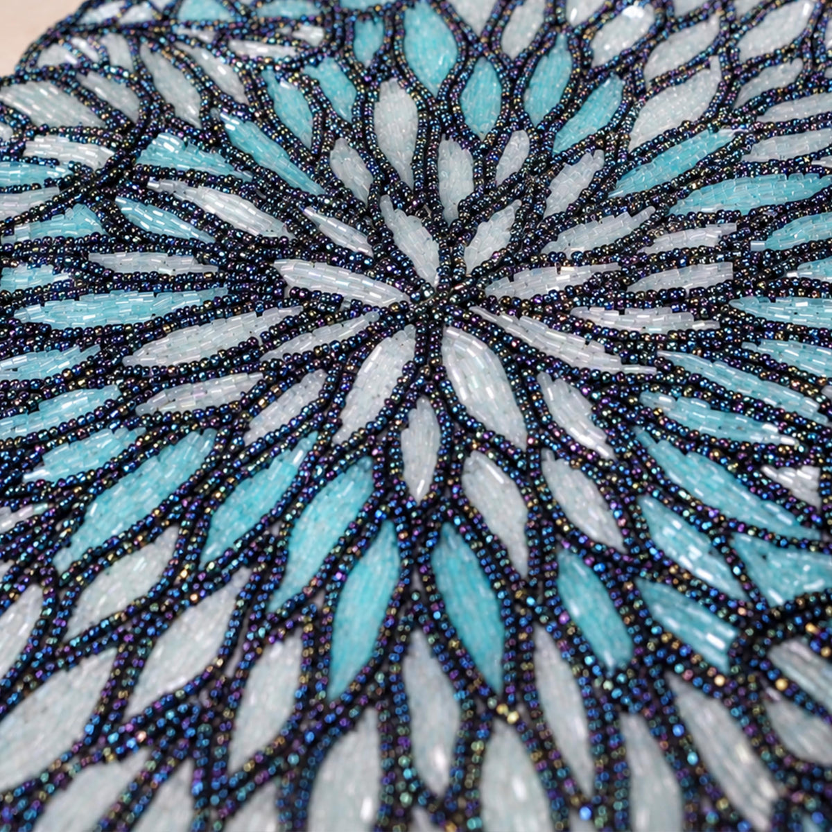Handmade Beaded Table Runner 13 x 36 Inch, Decorative Glass Bead Table Runner for Dining Table, Coffee Table & Console Table, Elegant Wedding, Holiday & Everyday Home Decor, Navy Blue & Black