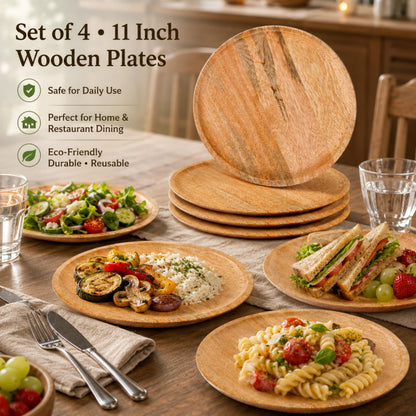 Alpha Living Home Natural Wood Charger Plates, Set of 4