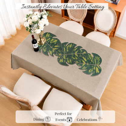 Monstera Leaf Beaded Table Runner 13 x 36 Inch, Handmade Glass Bead Runner for Dining Table, Coffee Table & Console Table, Tropical Farmhouse Centerpiece Decor for Holidays, Weddings & Everyday Use