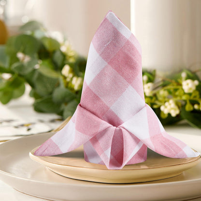 Alpha Living Home Cotton Cloth Napkins, Pink/White, Set of 12