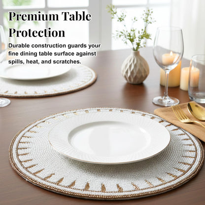 Beaded Placemat, White Gold, Set of 1