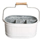 Alpha Living Home Rustic Heavy Duty Alloy Multi-Compartment Silverware Caddy - Metal Utensil Versatile All-in-One Organizer for Kitchen, Bathroom & Office Utensils, Flatware, and Accessories (White)