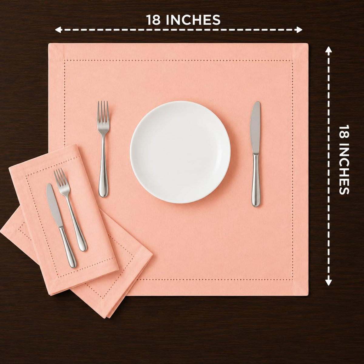 Alpha Living Home Peach Cotton Cloth Napkins, 18x18 in., 12-Pack
