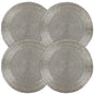 ALPHA Living HOME Round Beaded Placemats – 13 Inch Decorative Glass Bead Table Mats, Set of 4 (Silver)