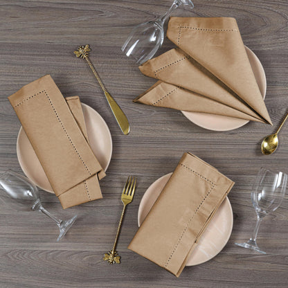 Cotton Cloth Dinner Napkins, Tan, 12- Pack