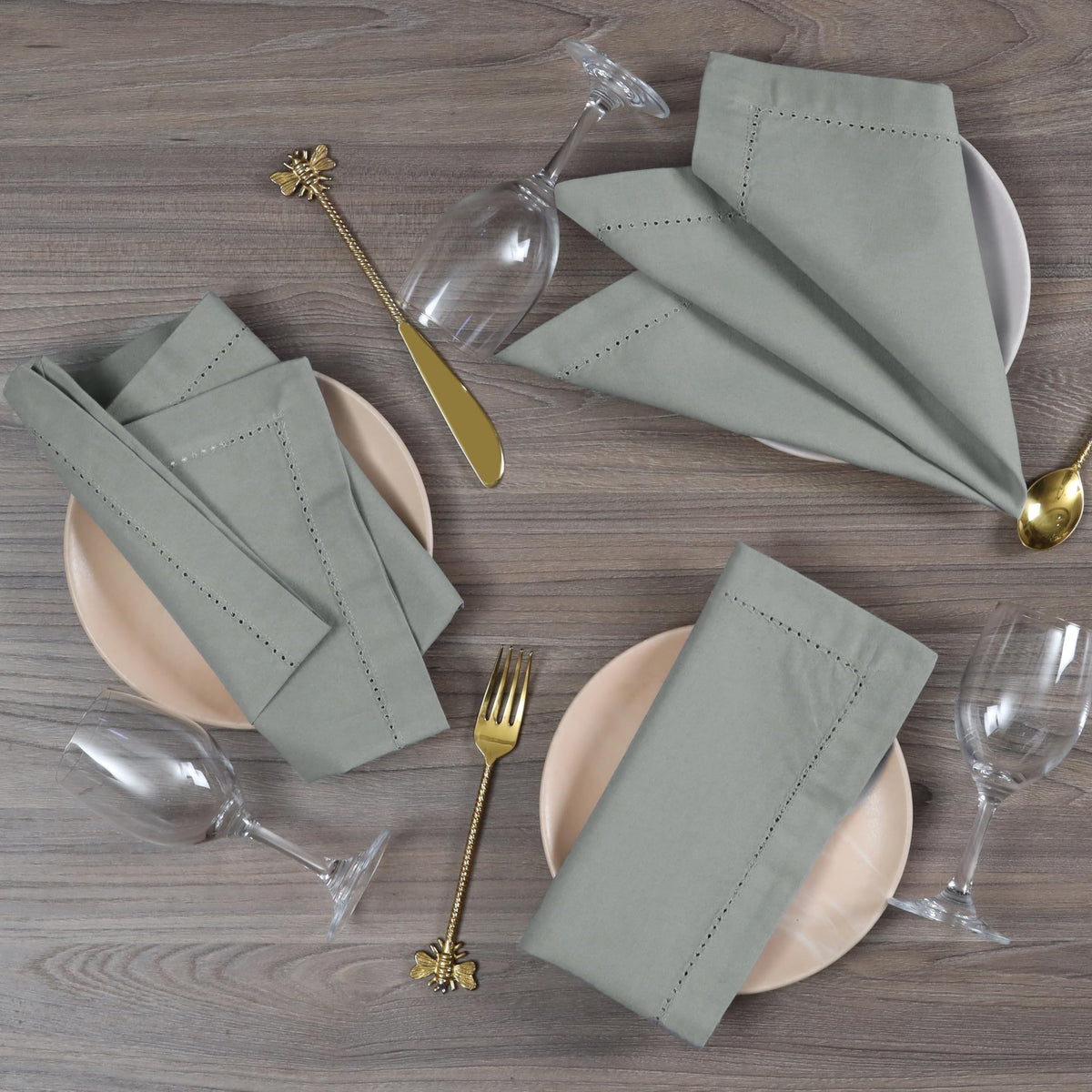 Alpha Living Home Cotton Cloth Napkins, Gray, Set of 12