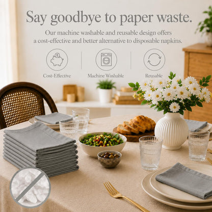 Alpha Living Home Cotton Cloth Napkins, Gray, Set of 12