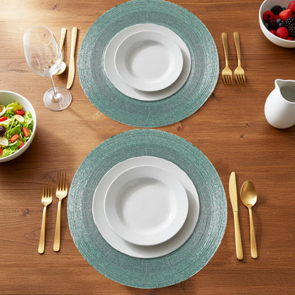 ALPHA LIVING HOME 13-Inch Round Beaded Placemats, Aqua, Set of 4