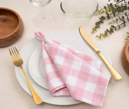 Alpha Living Home Cotton Cloth Napkins, Pink/White, Set of 12