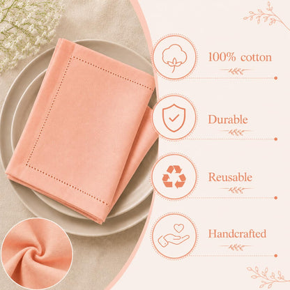 Alpha Living Home Peach Cotton Cloth Napkins, 18x18 in., 12-Pack